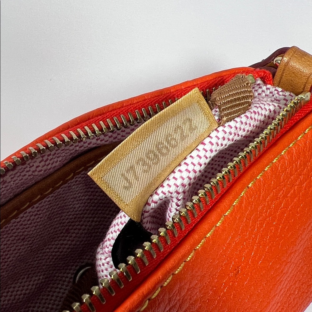 🦆 DOONEY & BOURKE DILLEN MINI BARREL TANGERINE ORANGE PEBBLE LEATHER BAG - Picture 8 of 11